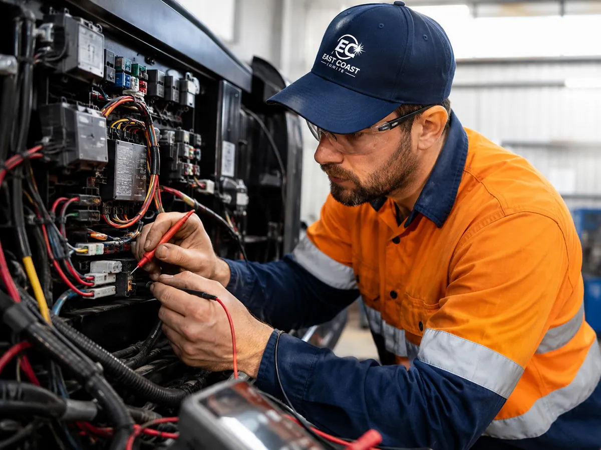 Technician diagnosing an automotive electrical system
